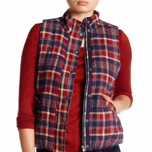 Jolt Plaid Vest Puffer Y2K Flannel Warm Snow Button Zip Mock Collar Size Medium